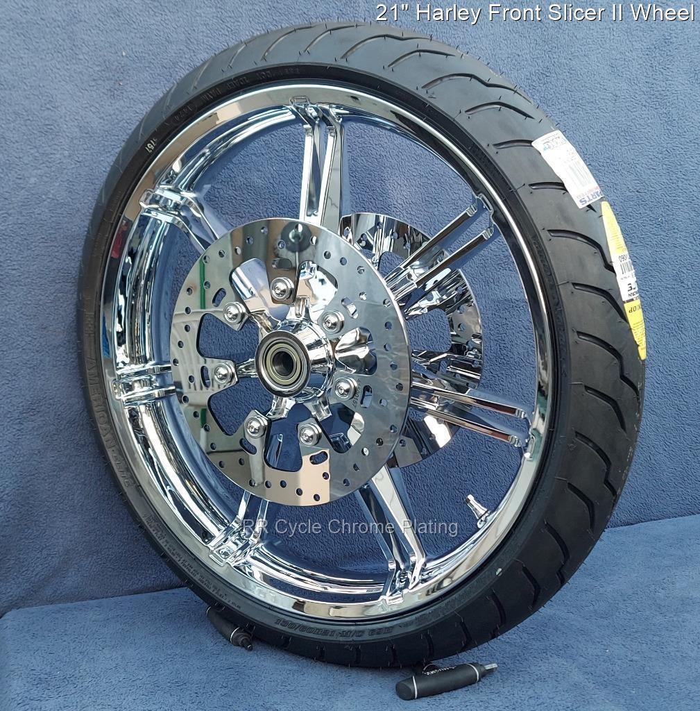 Harley 21″ Chrome Slicer II Front Wheel Tire Rotor 08-23 Street Glide Touring