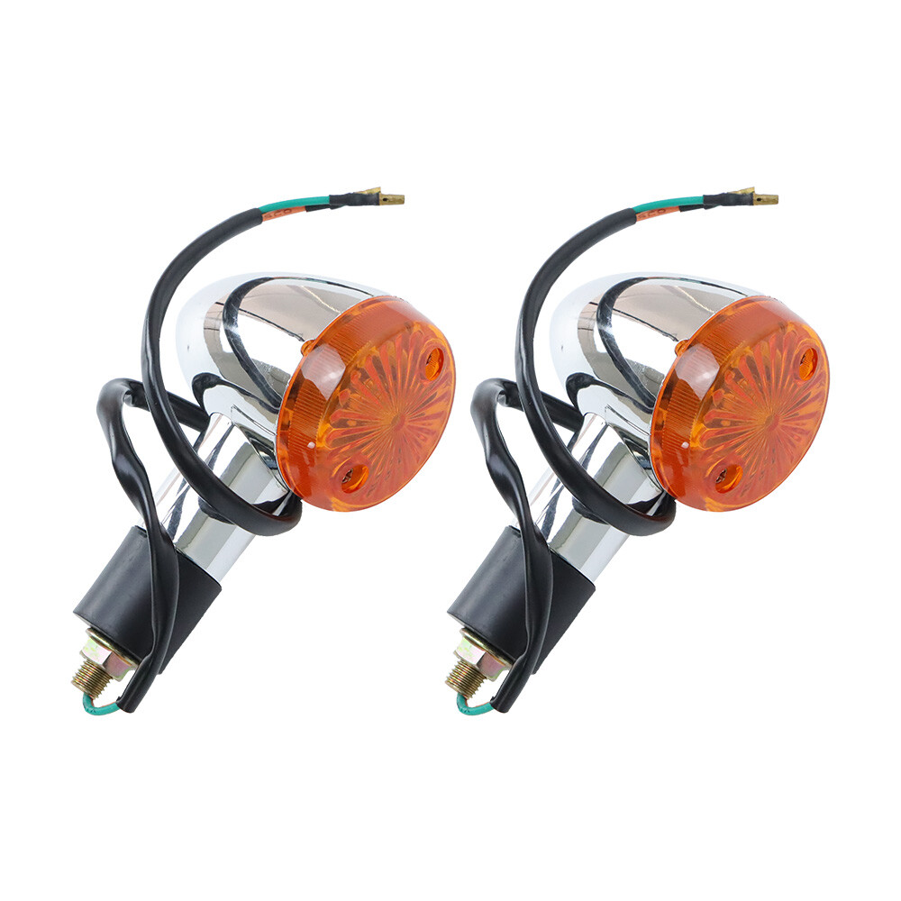 2x Light Motorcycle Amber Chrome Front Rear Turn Signal Blinker Indicator