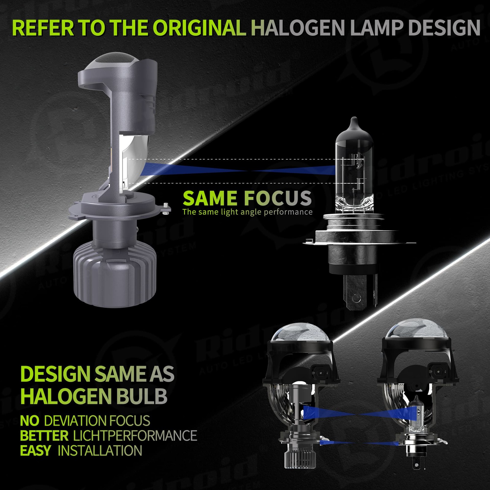 2Pcs H4/HB2 9003 130W Bi-LED Projector Lens Hi/Lo Motorcycle LED Headlight Bulbs