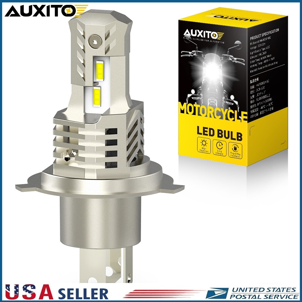 AUXITO H4 LED Bulbs HID White 360° Hi/Low Beam Motorcycle Headlight 6000K Power
