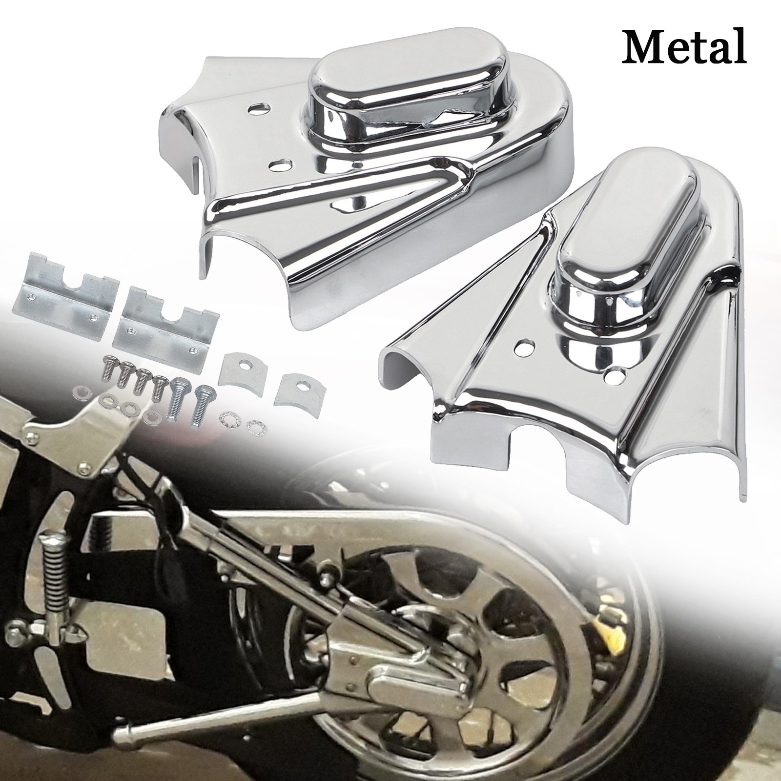 Metal Chrome Rear Swingarm Axle Covers For Harley Heritage Softail Standard FXST