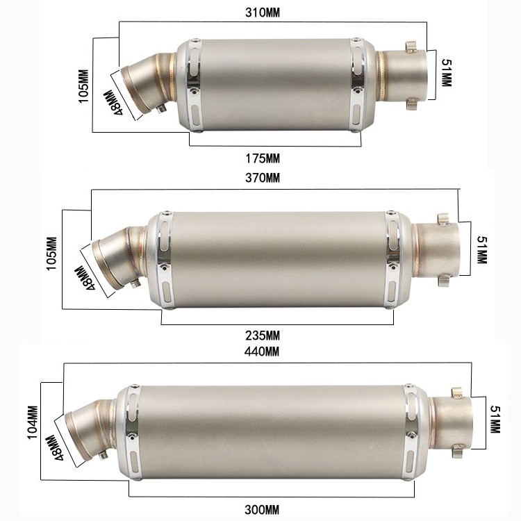 Universal Exhaust Pipe 51mm Muffler Tip For Motorcycle ATV With DB Killer Baffle