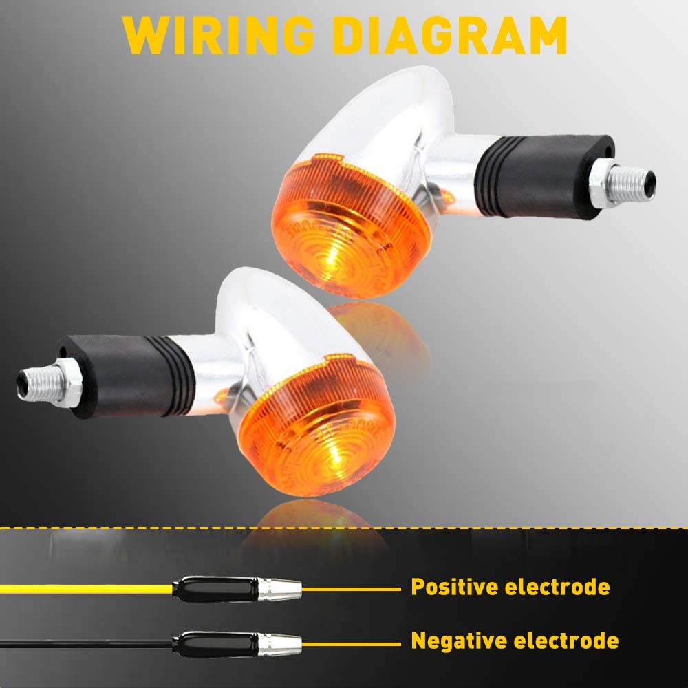 1 Pair Motorcycle Turn Signals Blinker Light Chrome Amber For Kawasaki Honda