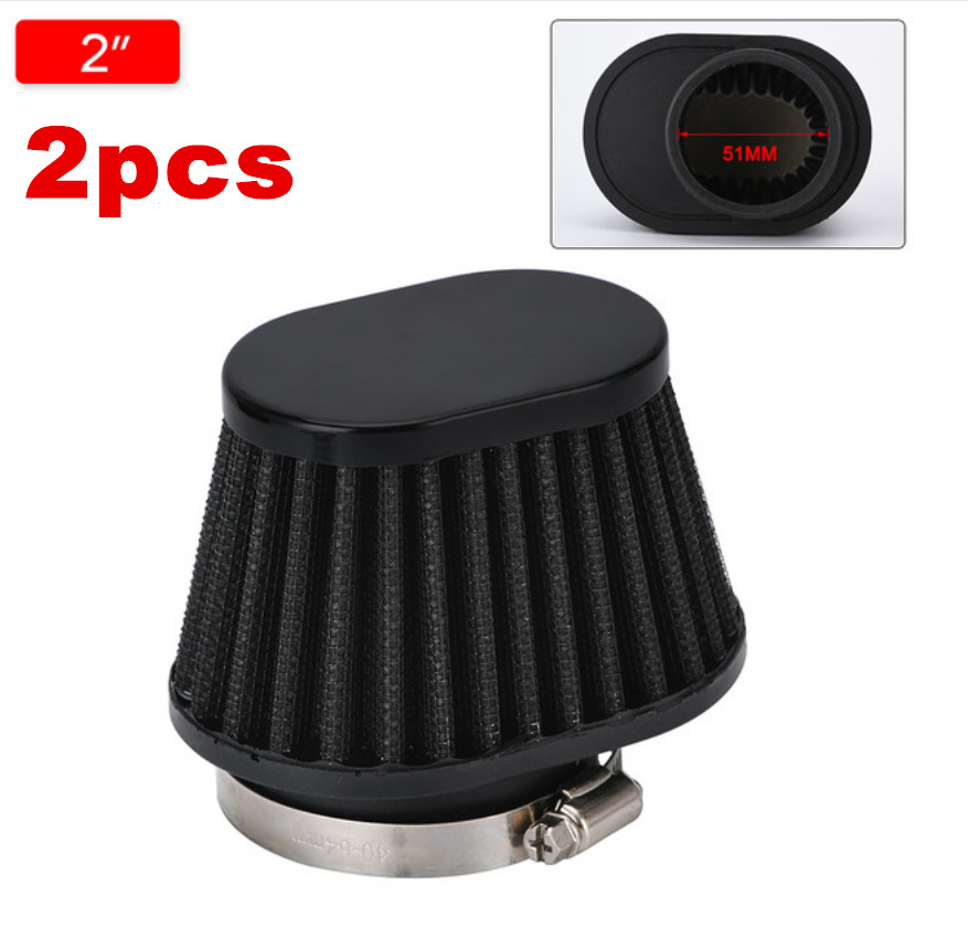 2PCS High Performance Motorcycle Parts Cone Pod Air Filter Cleaner 51mm ID