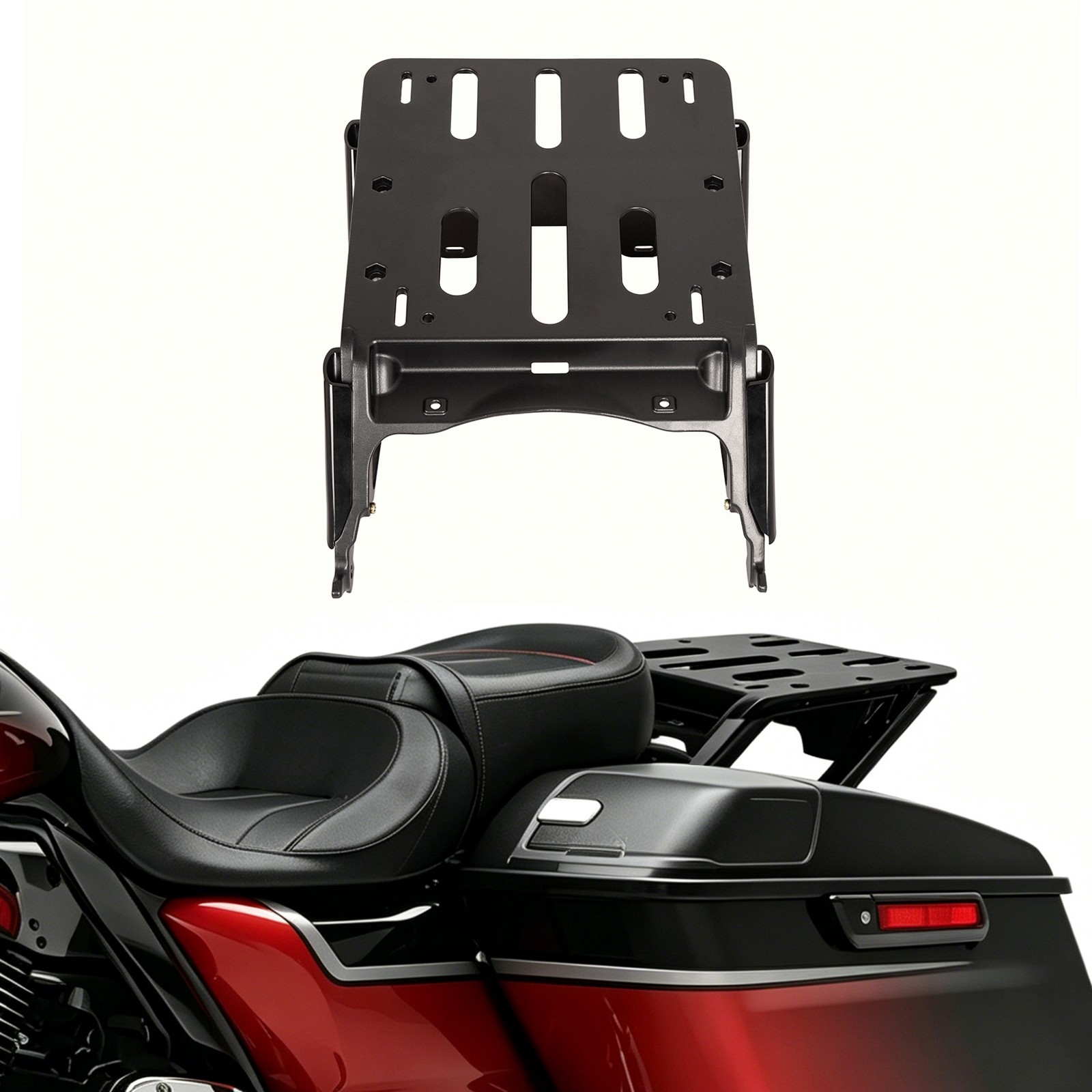 Detachable Black Luggage Rack Bracket for Harley FLHX FLTRX FLHTK 06-24