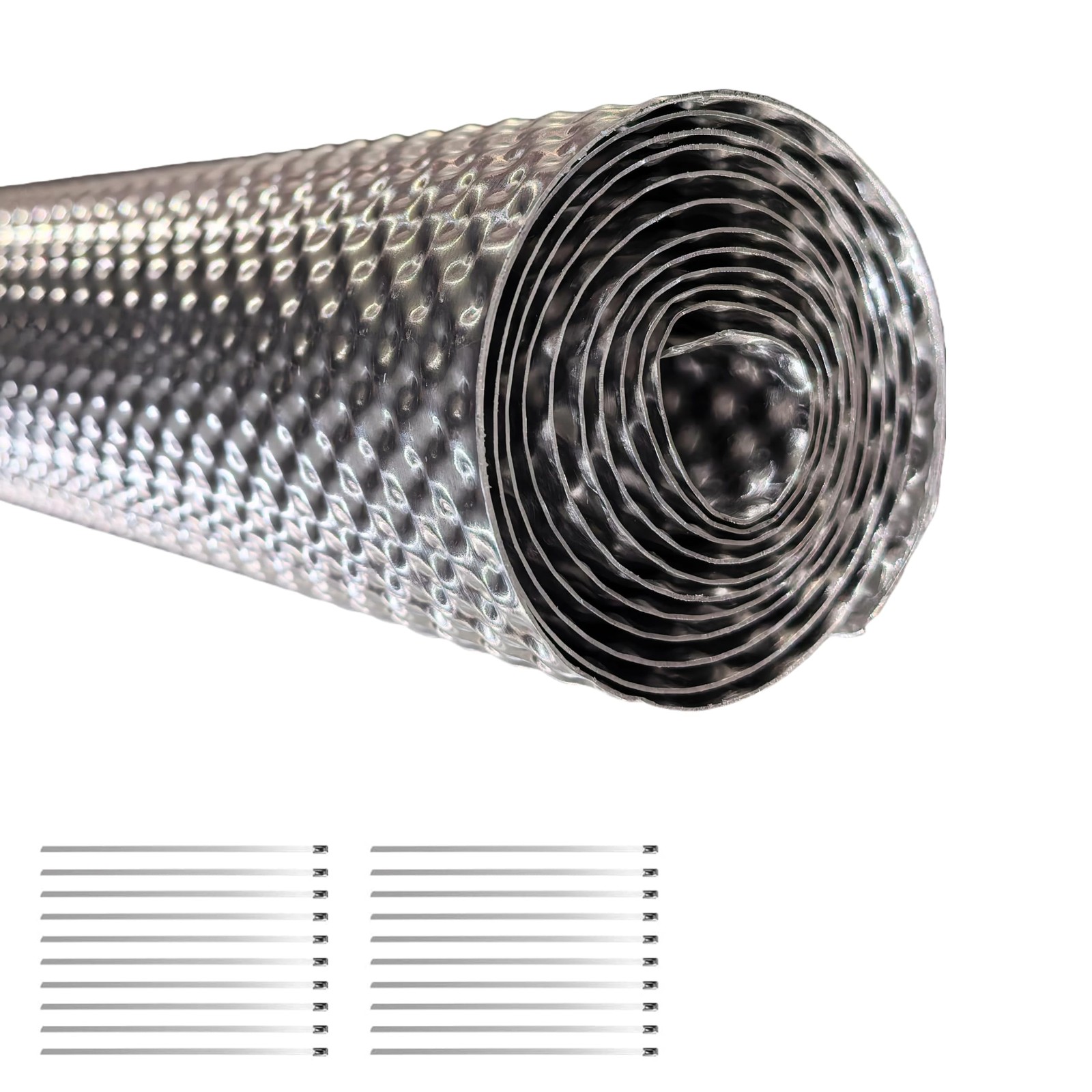 15″ x 39″ Aluminum Exhaust Heat Shield Kit with 20 Cable Ties for Muffler