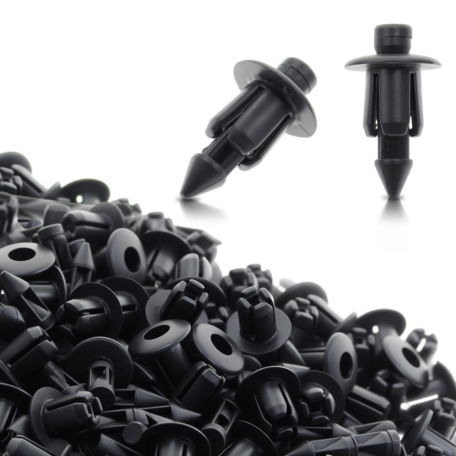 100 Pcs 6mm Hole Dia Black Plastic Push In Type Rivets Fastener Pin Clips ATV