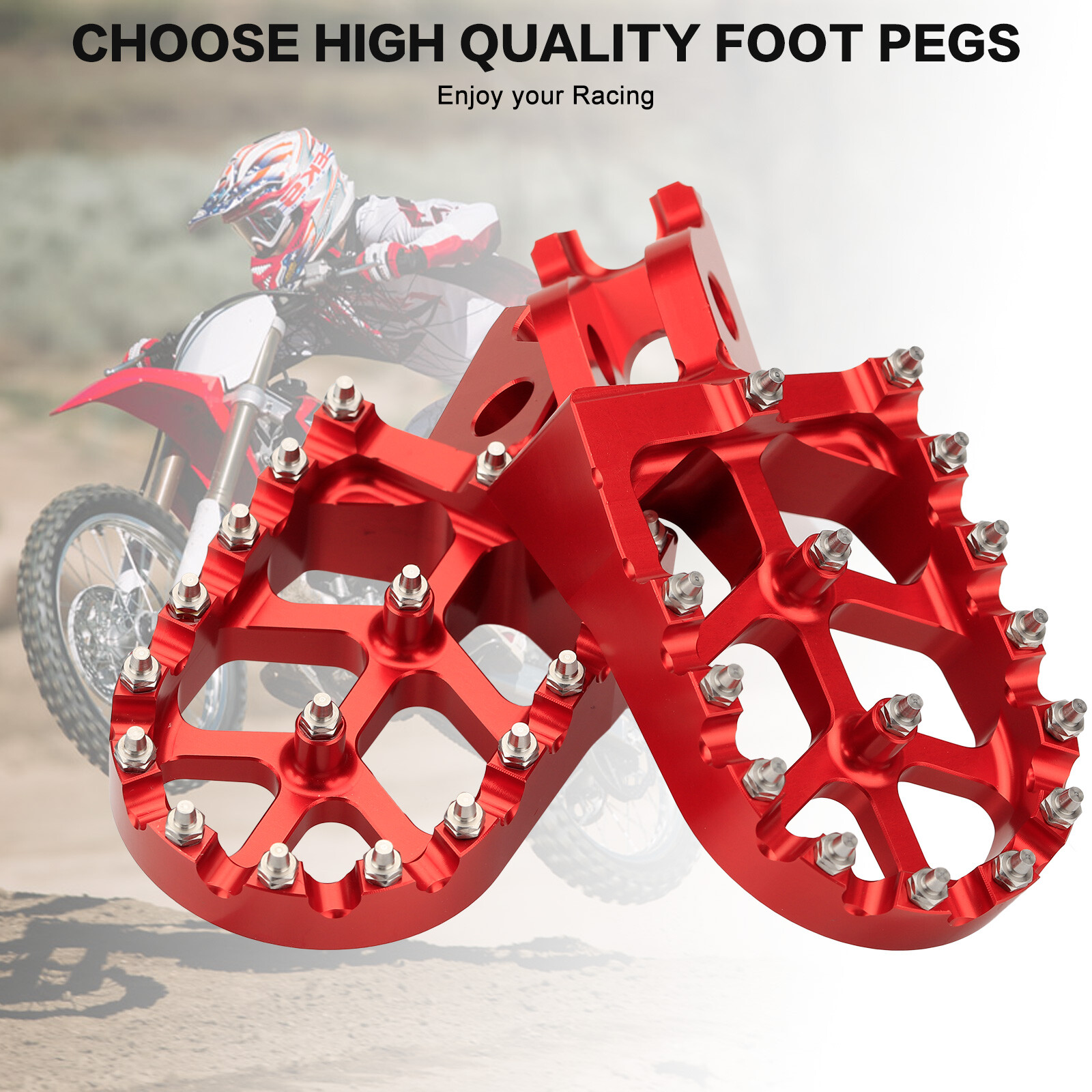 Red Dirt Bike Rest Pedal Foot Pegs For Honda CR125 CR250 CRF150R CRF250R CRF450R