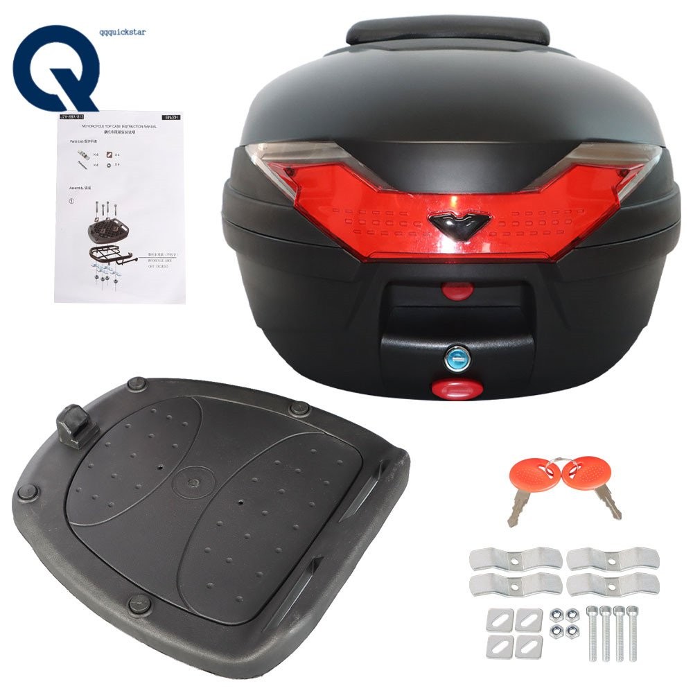 32L Motorcycle Tour Tail Box Top Lock Scooter Trunk Luggage Storage Carrier Case