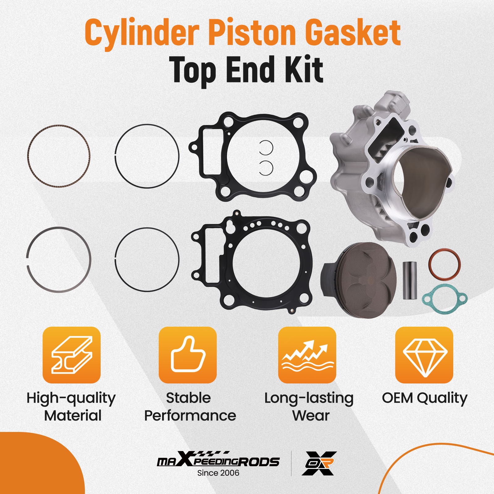 78mm Bore Cylinder Piston Top End Kit For Honda CRF250R 04-09 12100-KRN-670