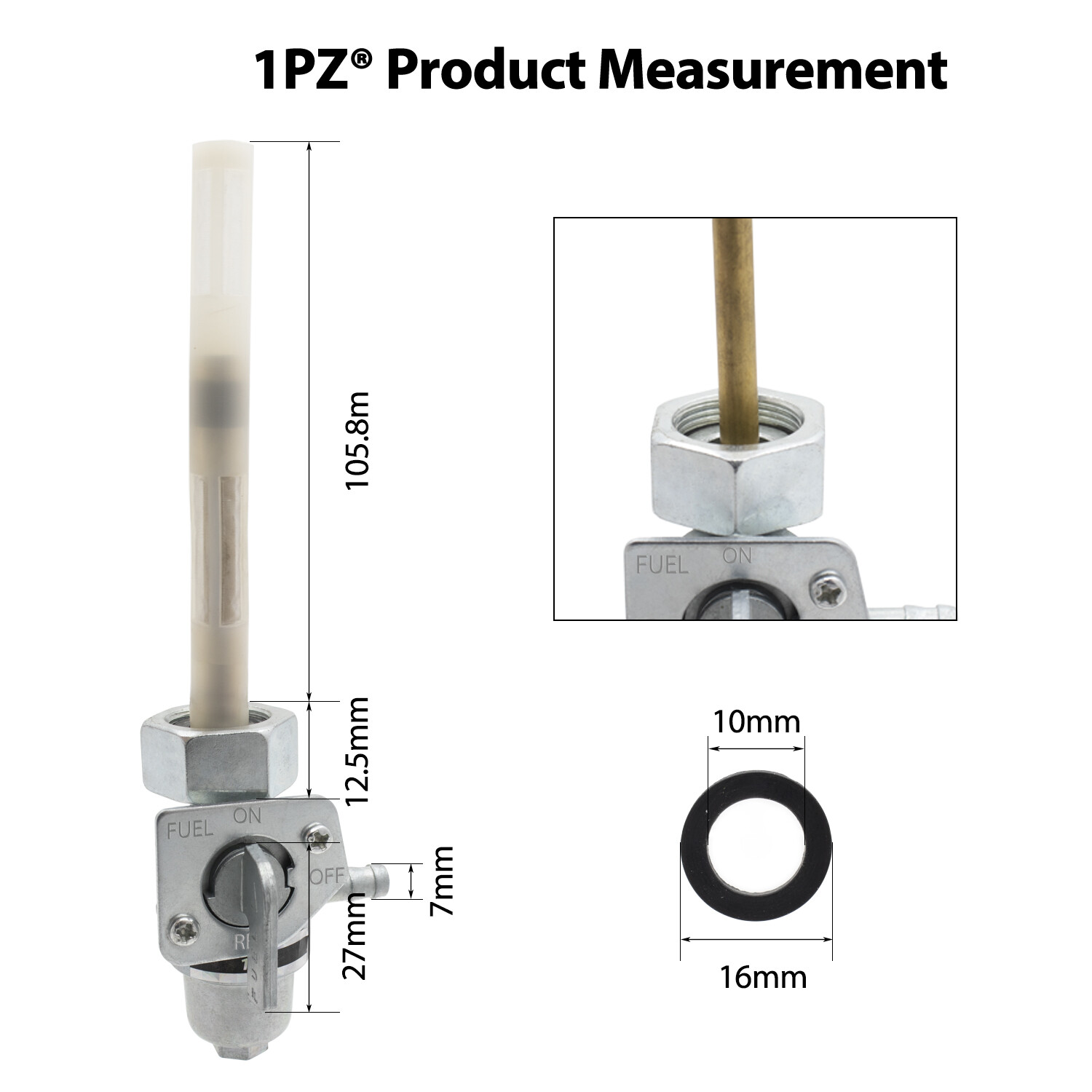 ON / OFF M18 FUEL VALVE PETCOCK FOR HONDA VINTAGE MOTORCYCLE / ATV 16mm x 1.0mm