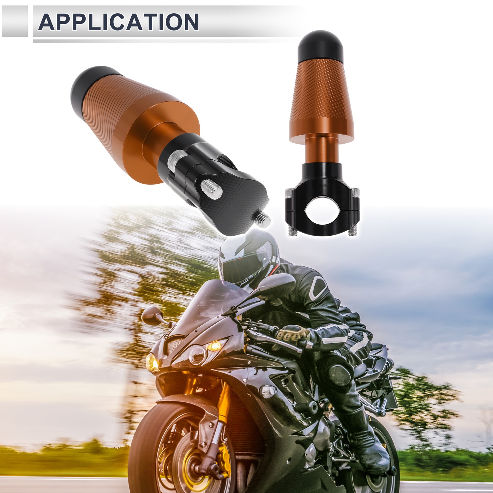 0.87″-1.1″ Aluminum Alloy Motorcycle Slider Frame 2 Pcs screw 2 Set Orange
