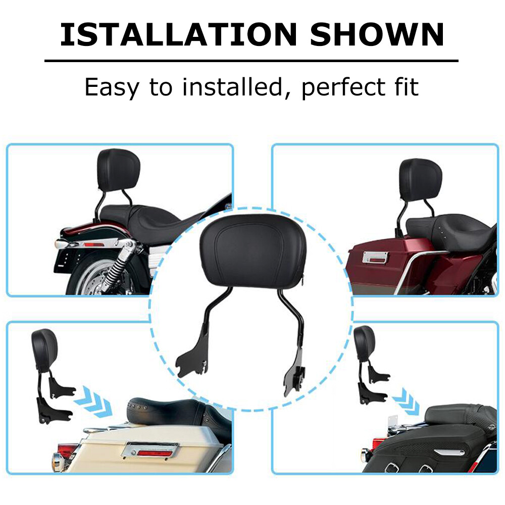 Quick Release Passenger Backrest Sissy Bar Black For Harley Electra Glide 97-08