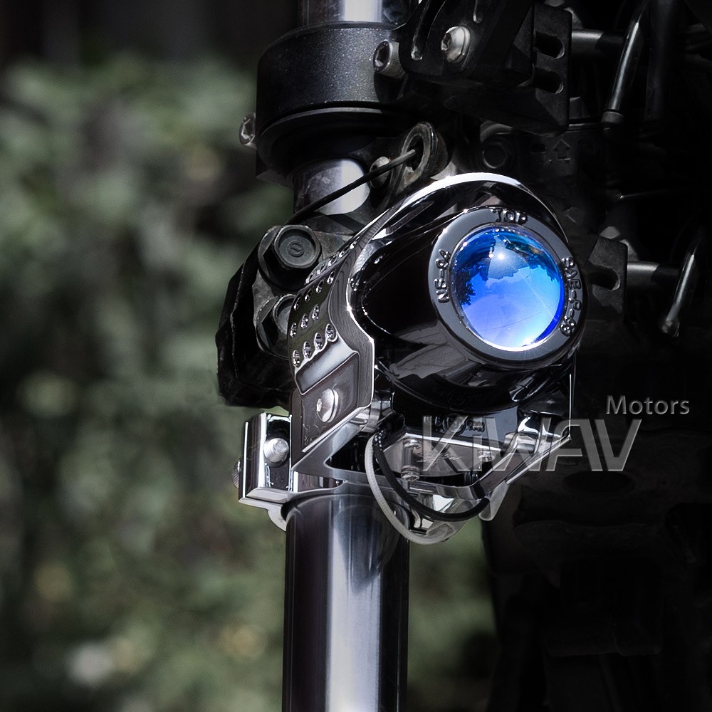 round fog light chrome metal die-cast aluminum housing PAIR fits Yamaha Kawasaki