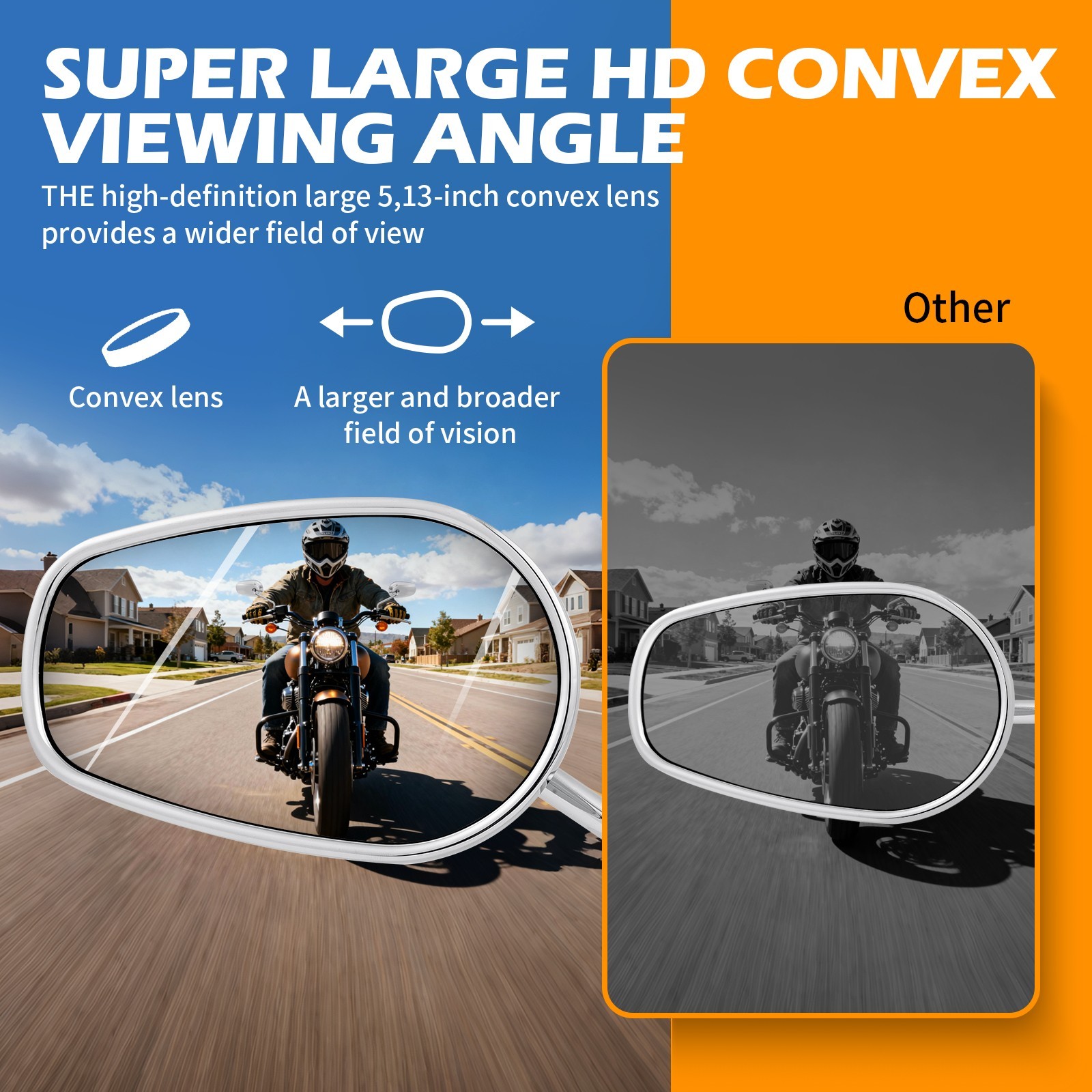 2x Rear View Side Mirrors For Harley Davidson Wide Glide FXDWG 93-17 FLSTF 90-17