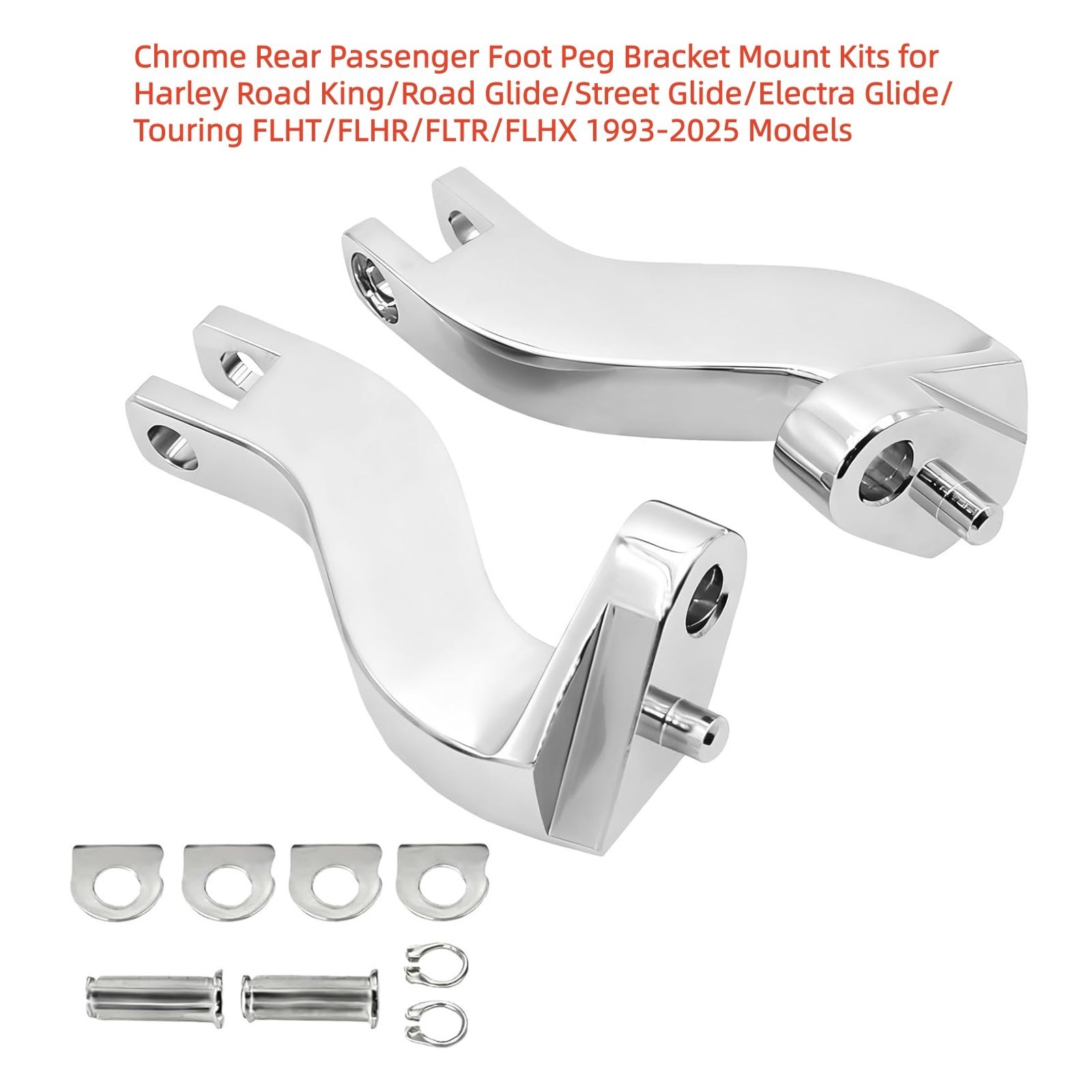 Chrome Rear Passenger Foot Peg Bracket Mount Kits for Harley Touring 1993-2025