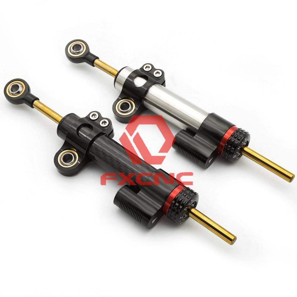 1PCS Motorcycle Carbon Black Steering Damper Stabilizer Linear Control Universal