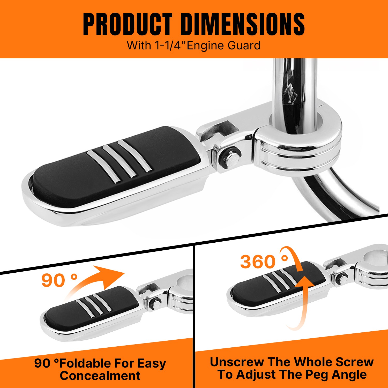 Chrome 1.25″ Highway Foot Peg Mount For Harley Road King Street Glide 1-1/4″ Bar