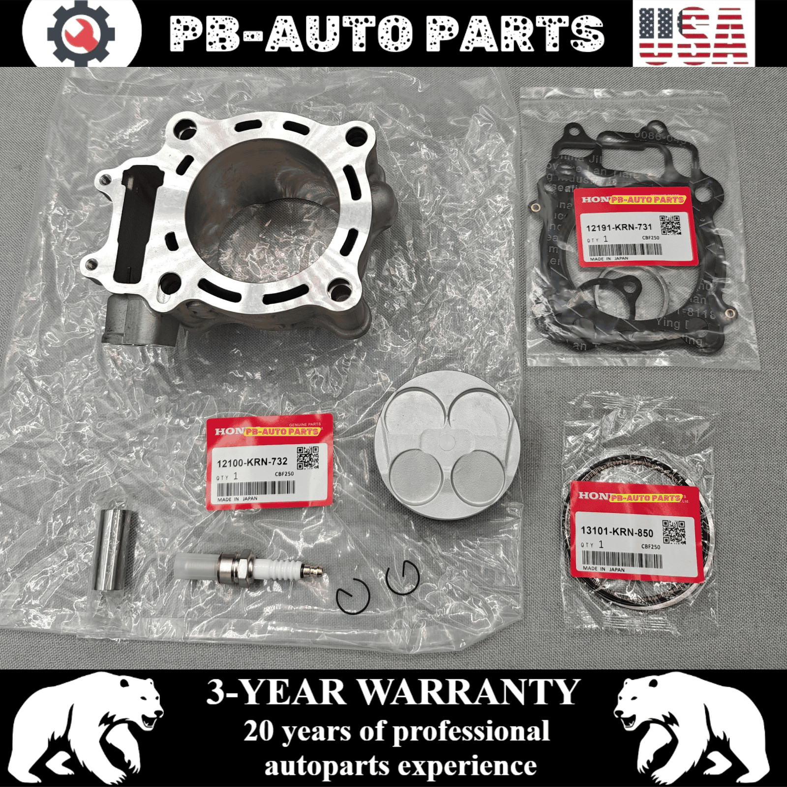 NEW OEM TOP END KIT W/ CYLINDER 78MM 12100-KRN-732 FOR HONDA CRF250R 2004-2009