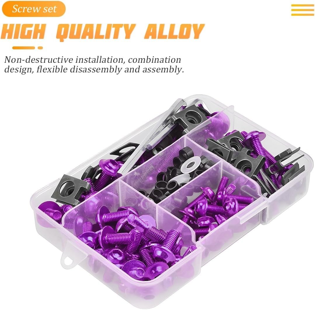 177 Pcs Anodized Aluminum Bolts for Motorcycles – Vibrant M5 & M6 Fastener Kit