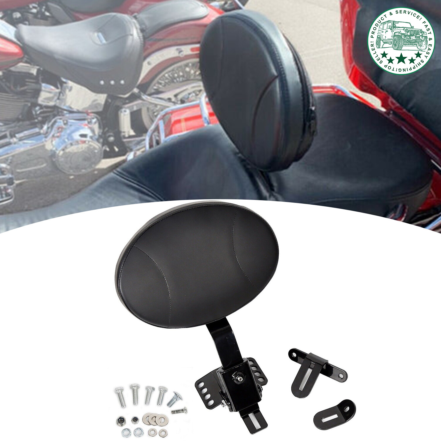 Plug-in Driver Rider Backrest Pad For Harley CVO Touring Road King Glide 97-23