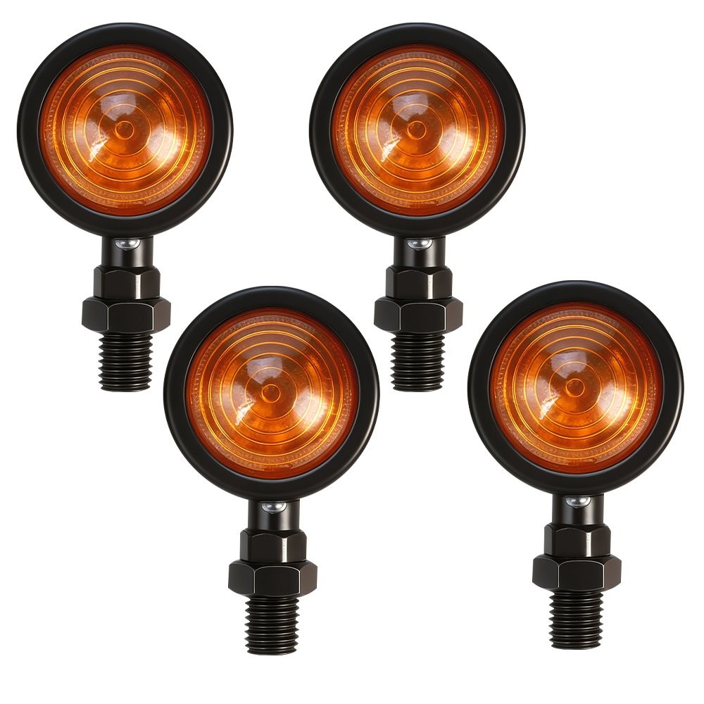 Motorcycle Amber Lens Turn Signals Light Black Bullet Lamps Universal 12V 1-5SET