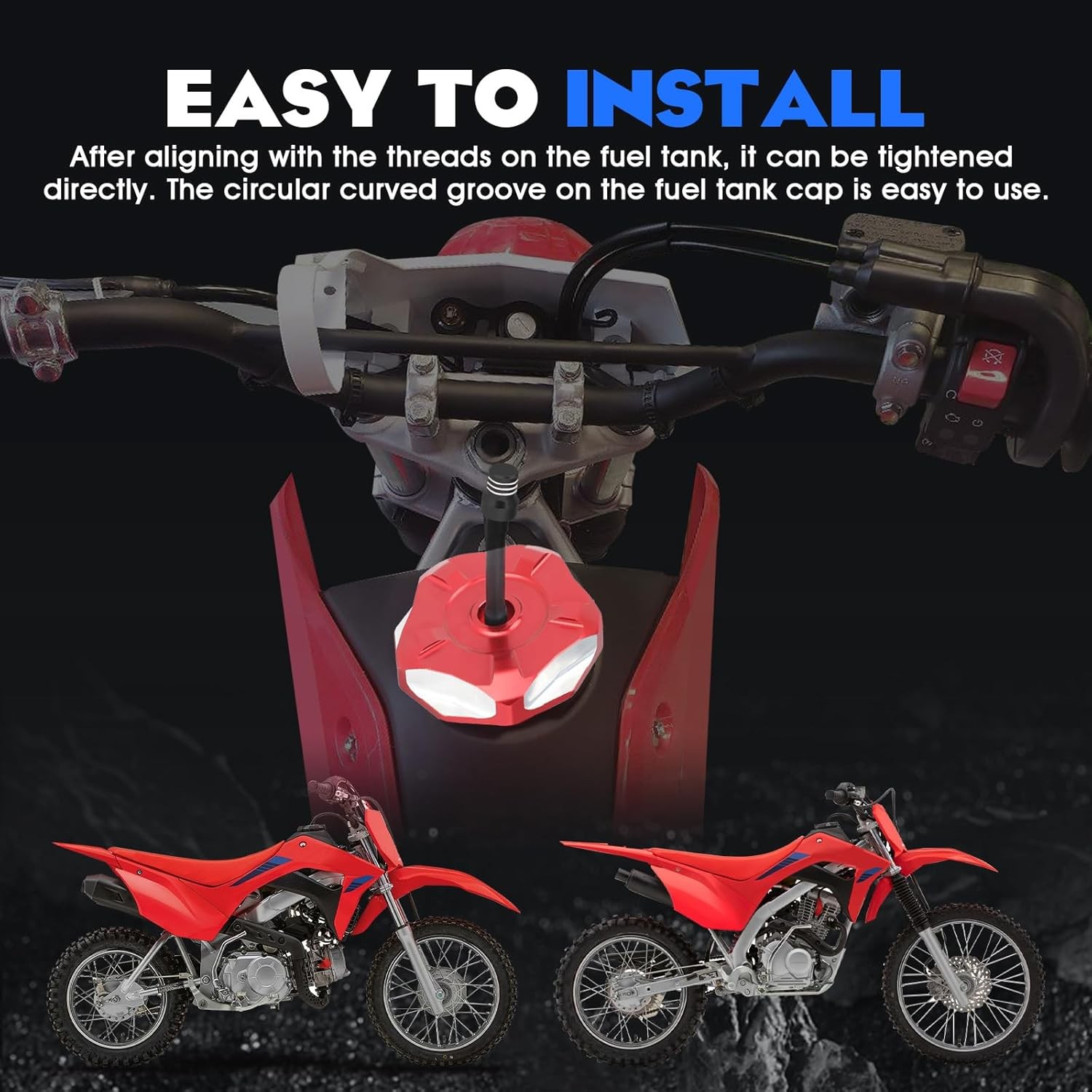 Gas Fuel Tank Cap CNC Fit For CRF110 CRF125 CRF250F 2019-2026 Dirt Bike Red
