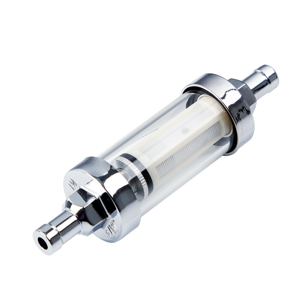 5/16″ Universal Chrome Glass Clearview Fuel Filter Petrol Diesel Inline Reusabl