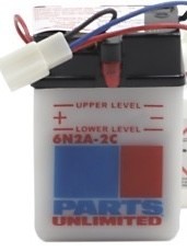 Parts Unlimited 6V Conventional Motorcycle Battery Kit 6N2A-2C 2113-0116
