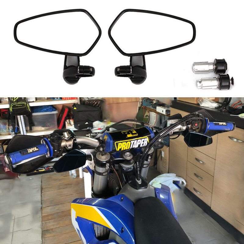 Motorcycle 7/8″ 22mm Black Rear View Mirrors for Dual Sport KLR650 Yamaha TW200