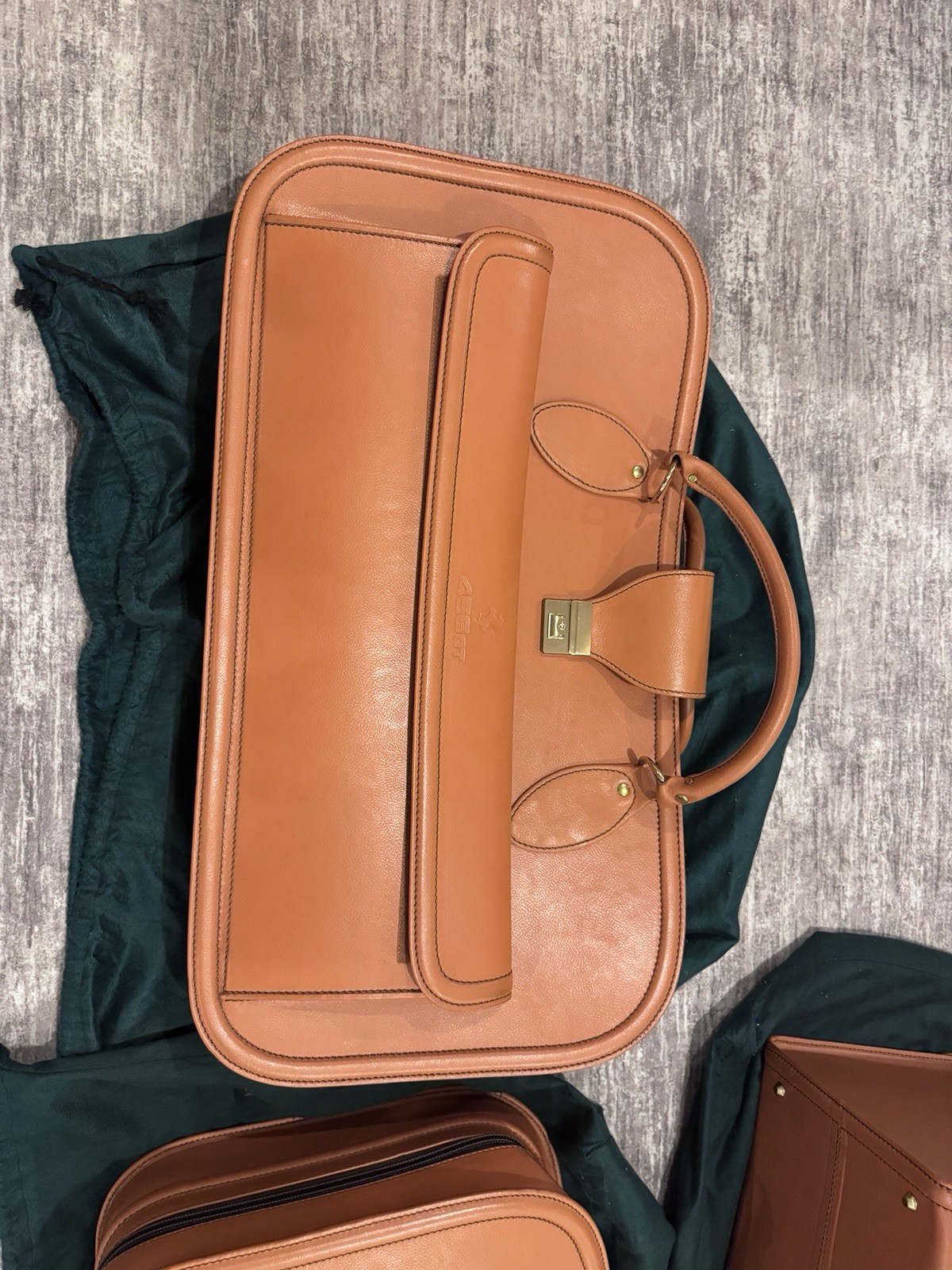 Ferrari 456 GT Schedoni 3-Piece Tan Leather Luggage Set OEM w/ Dust Bags Key