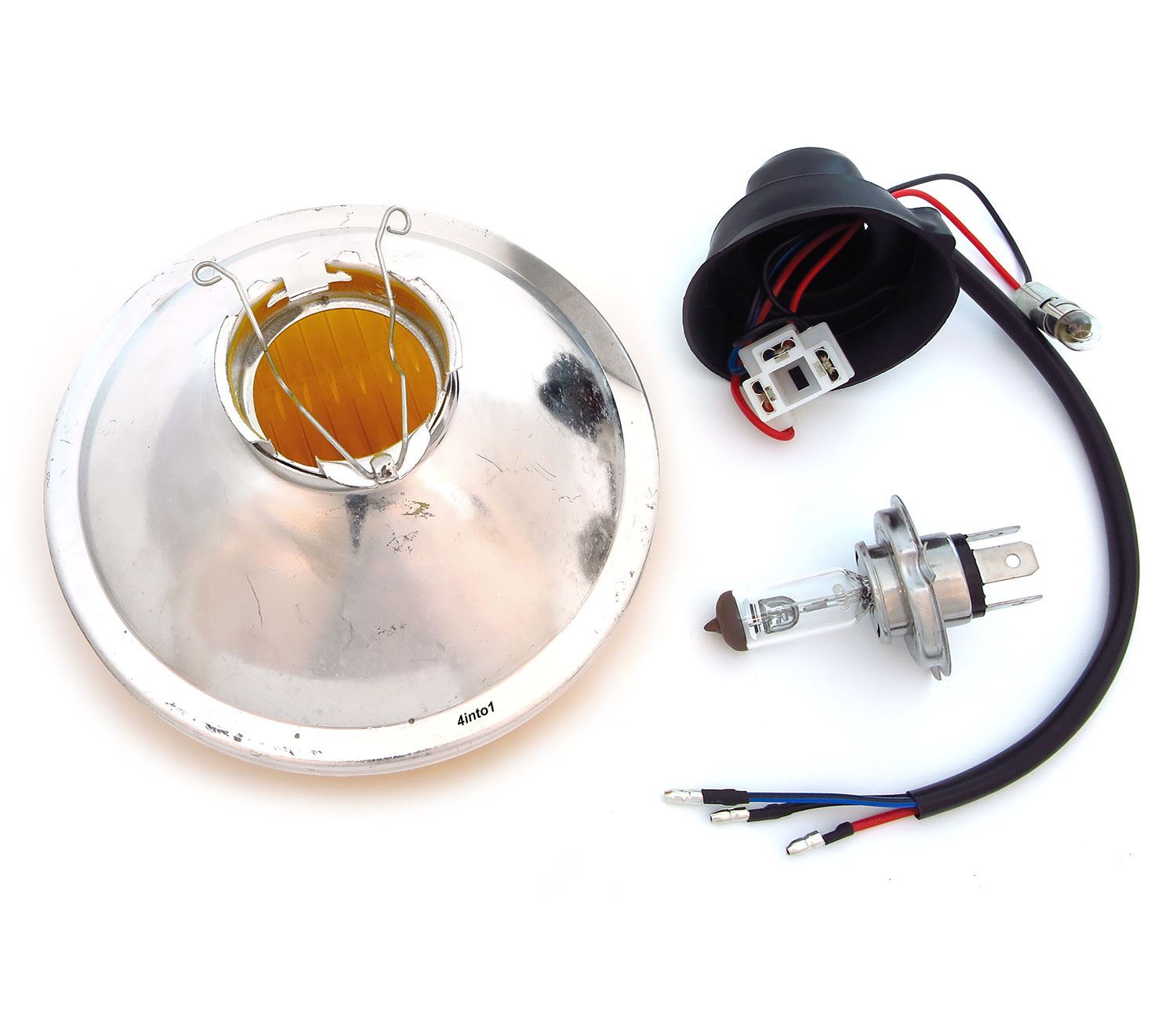 5.75″ Halogen Motorcycle Headlight – Amber – Vintage Cafe Racer Bobber Chopper