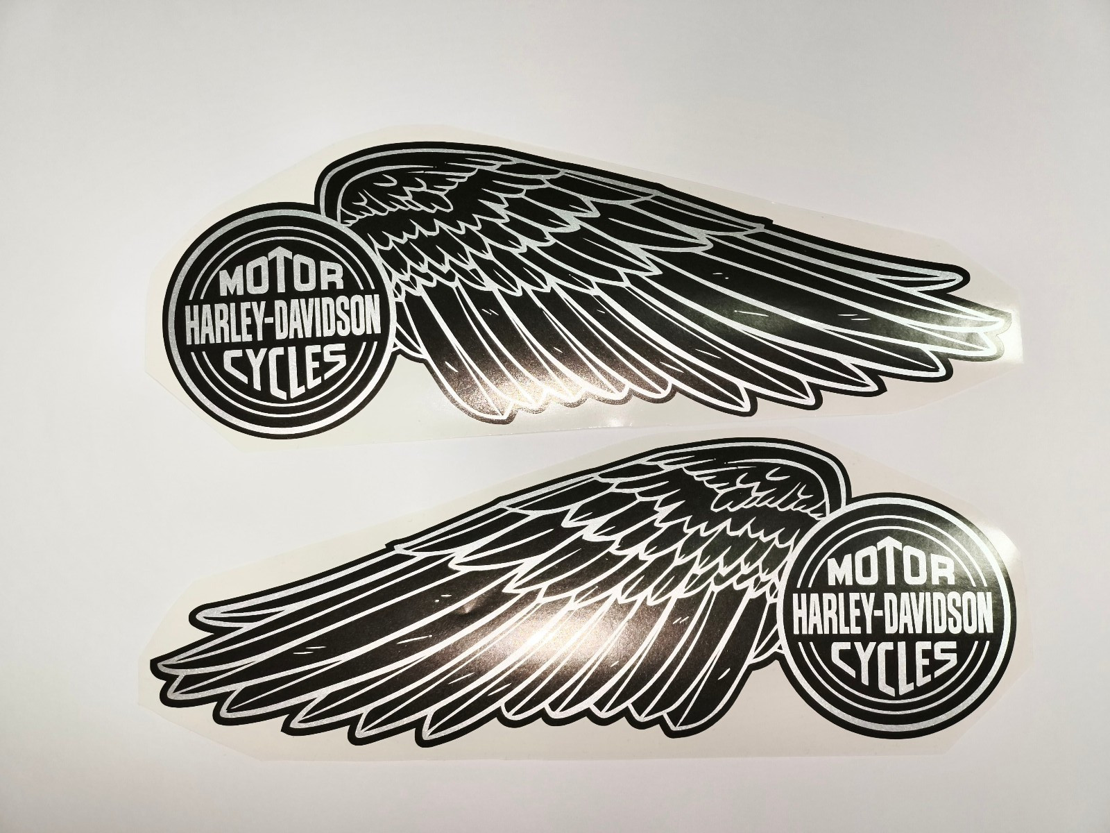 Harley Davidson black silver wings tank decal sticker set of 2 9.85×3,55″ 25x9cm