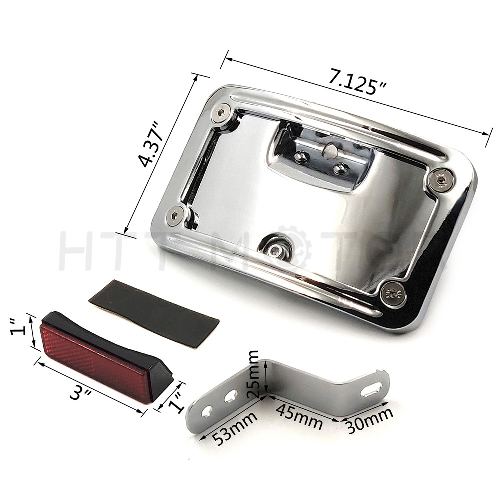 Laydown Curved License Plate Bracket For Harley Softail FLSTSC/Deluxe FLSTN Chro