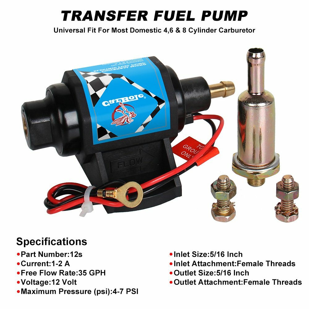 12V Electronic Fuel Pump 35GPH 5/16 Inlet Outlet Diesel Transfer Pump 4-7PSI NEW