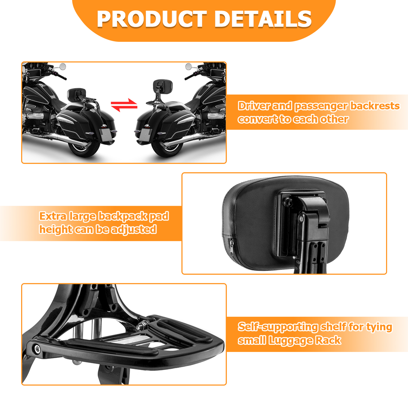 Multi-Purpose Backrest Sissy Bar For BMW R18 Bagger Transcontinental Roctane 20+