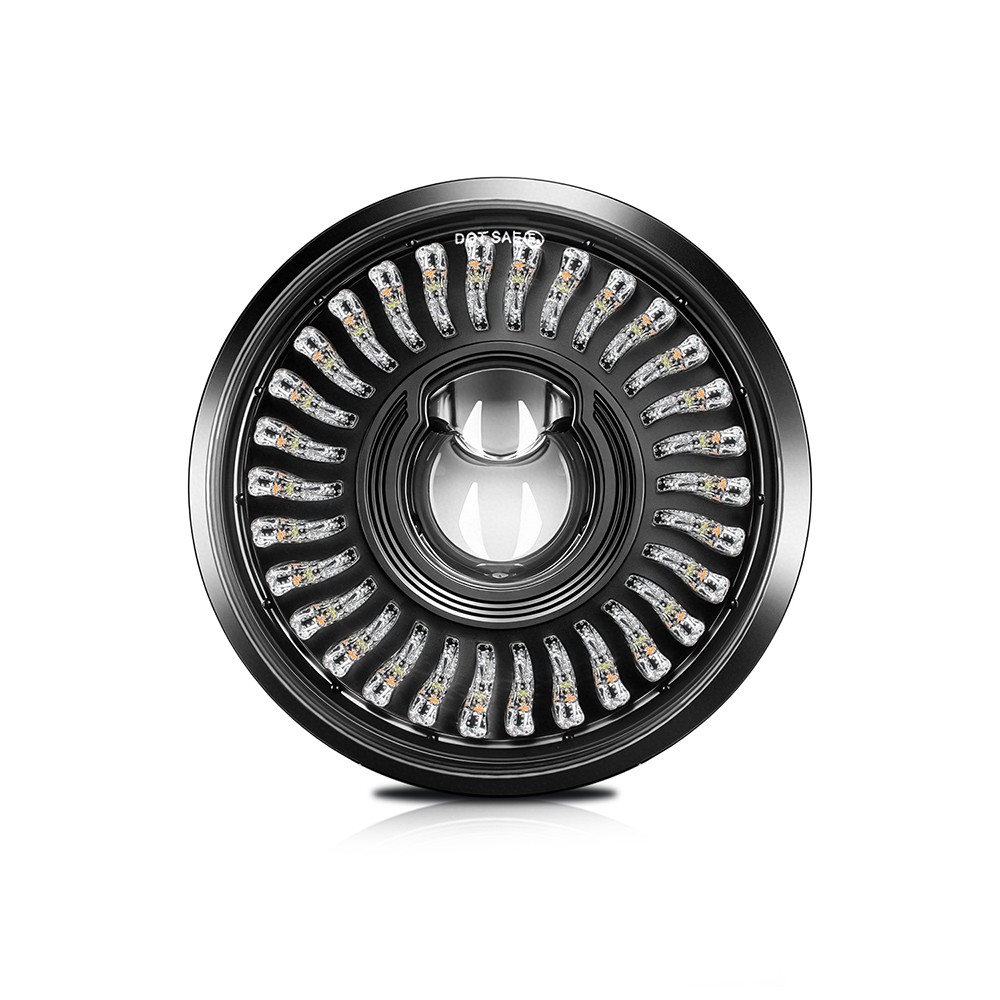5.75 inch Round Motorcycle LED Headlight with DRL Amber Turn Signal Black NEW