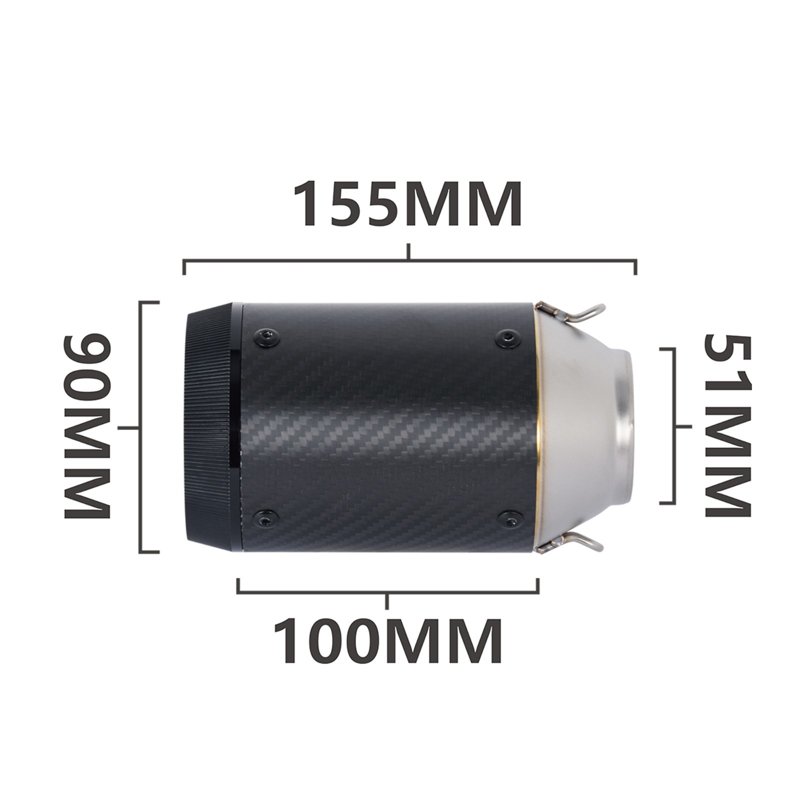 Motorcycle Slip On Exhaust Tip 2.36″ 60mm Universal Fit 160mm Short Muffler