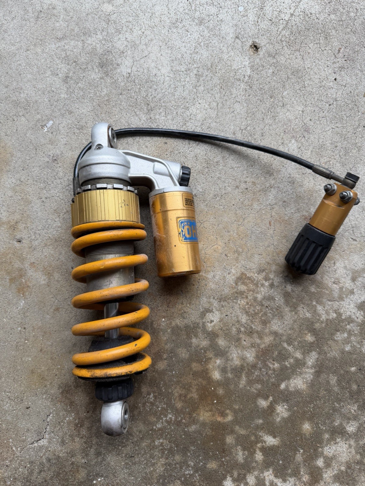 Öhlins rear Shock off a 2005 Ducati Multistrada 1000S DS.