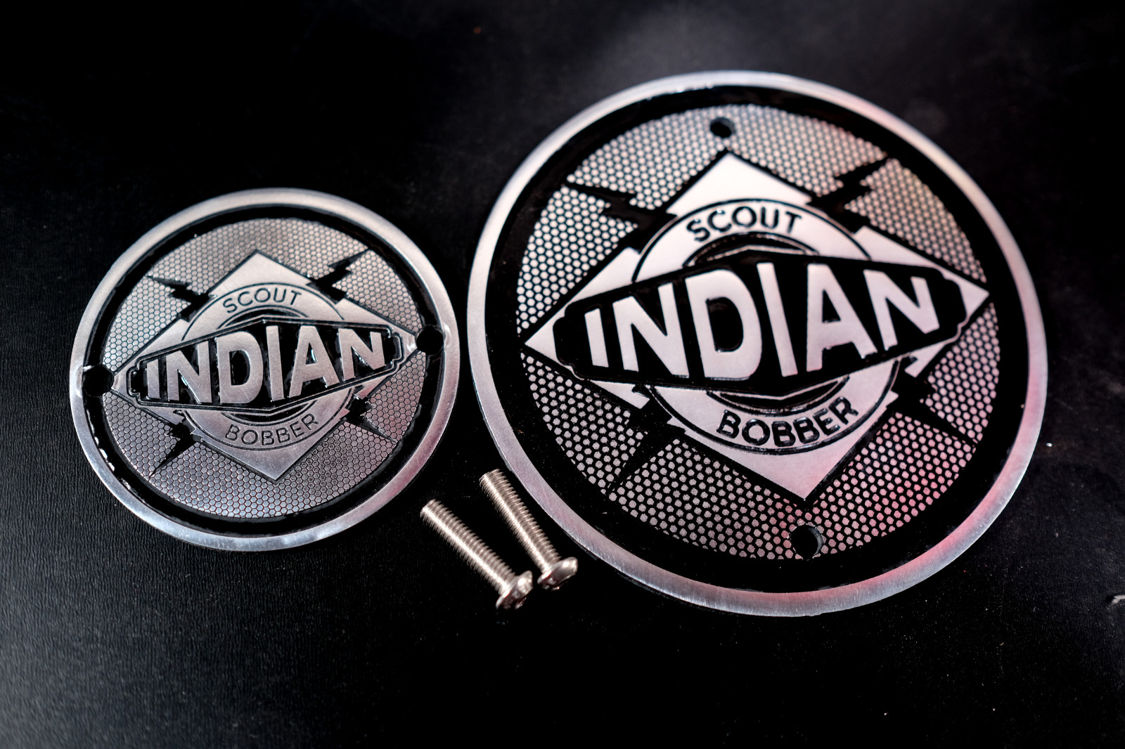 2015+ Indian Scout Bobber (Pair) Motorcycle Custom Engraved Derby & Stator Cover