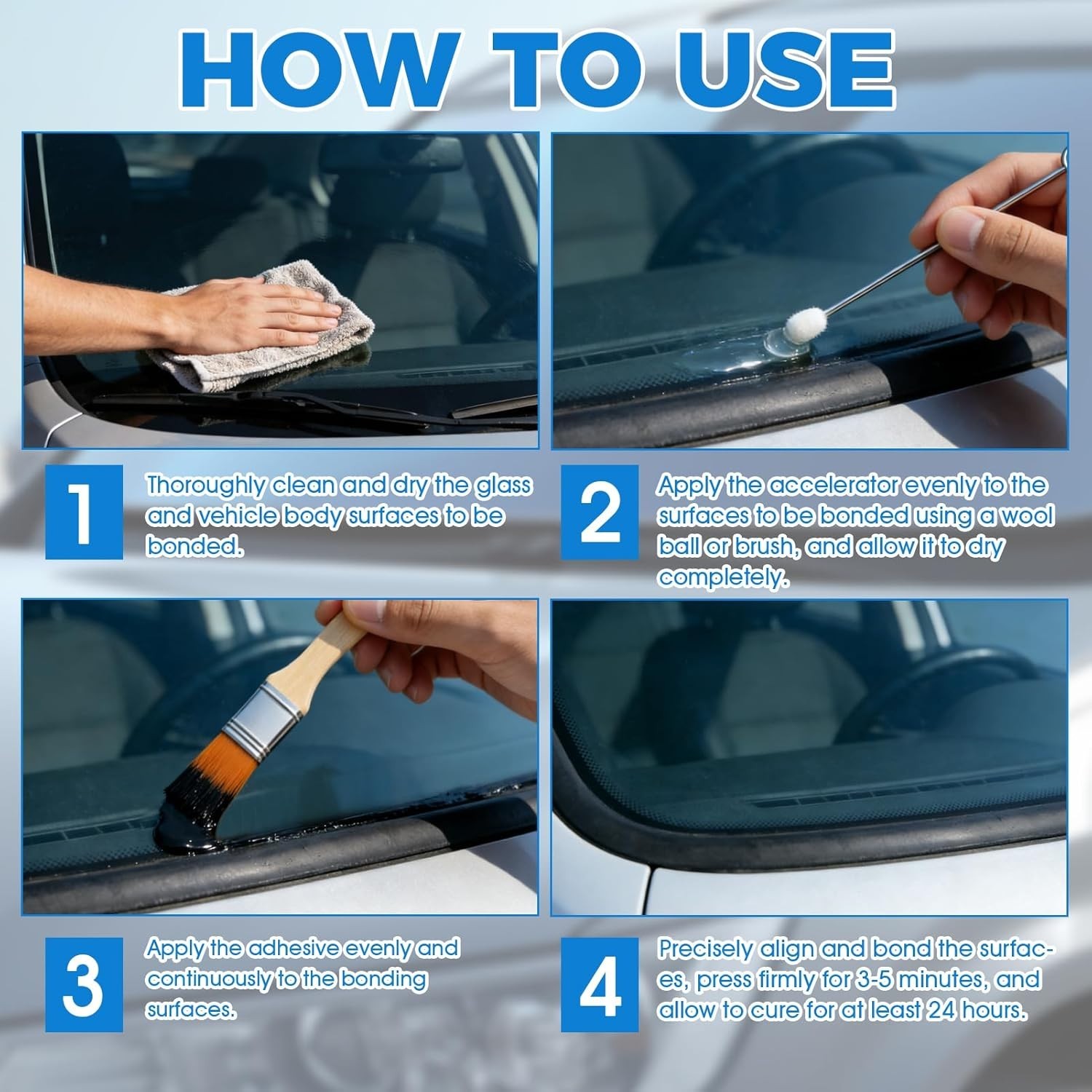 Complete Automotive Glass Adhesive Kit for Professional Windshield Installation