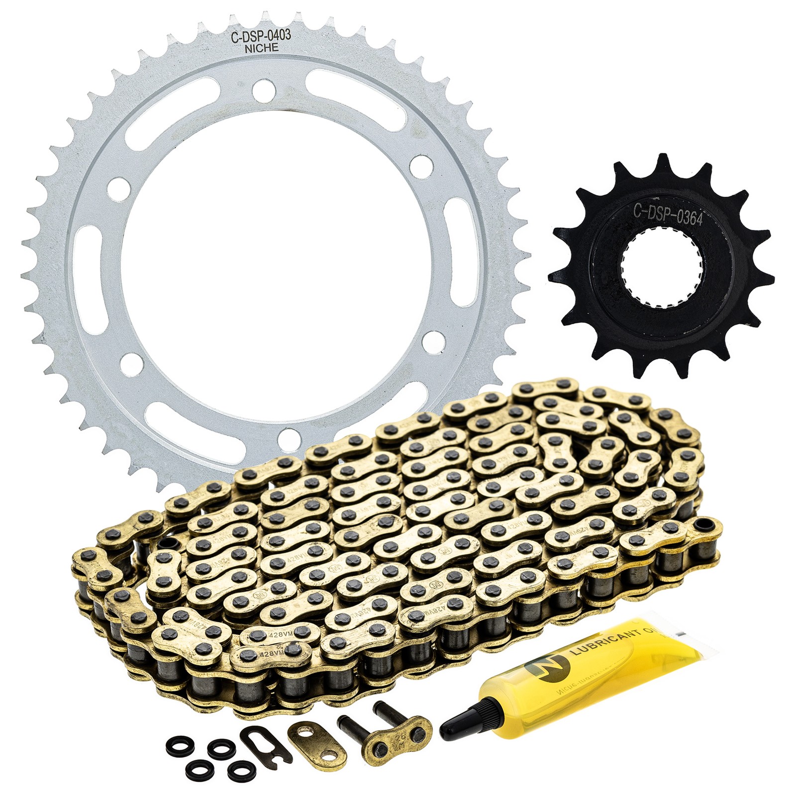 NICHE Sprocket Chain Set for Yamaha XT250 15/48 Tooth 428 X-Ring Front Rear Kit