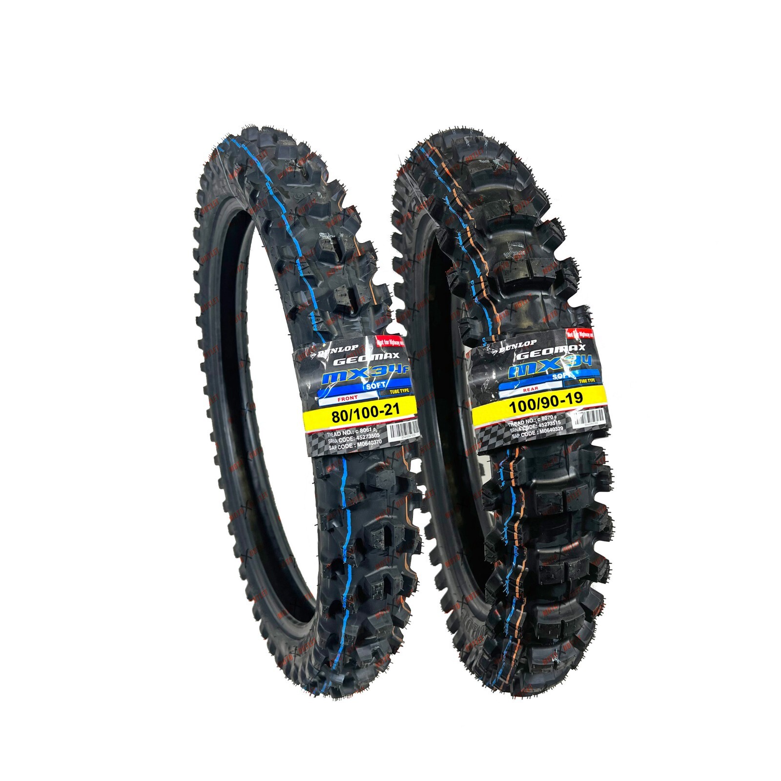 Dunlop MX34 100/90-19 80/100-21 Front Rear Tire Set Dirt Bike MX 34 Motorcycle