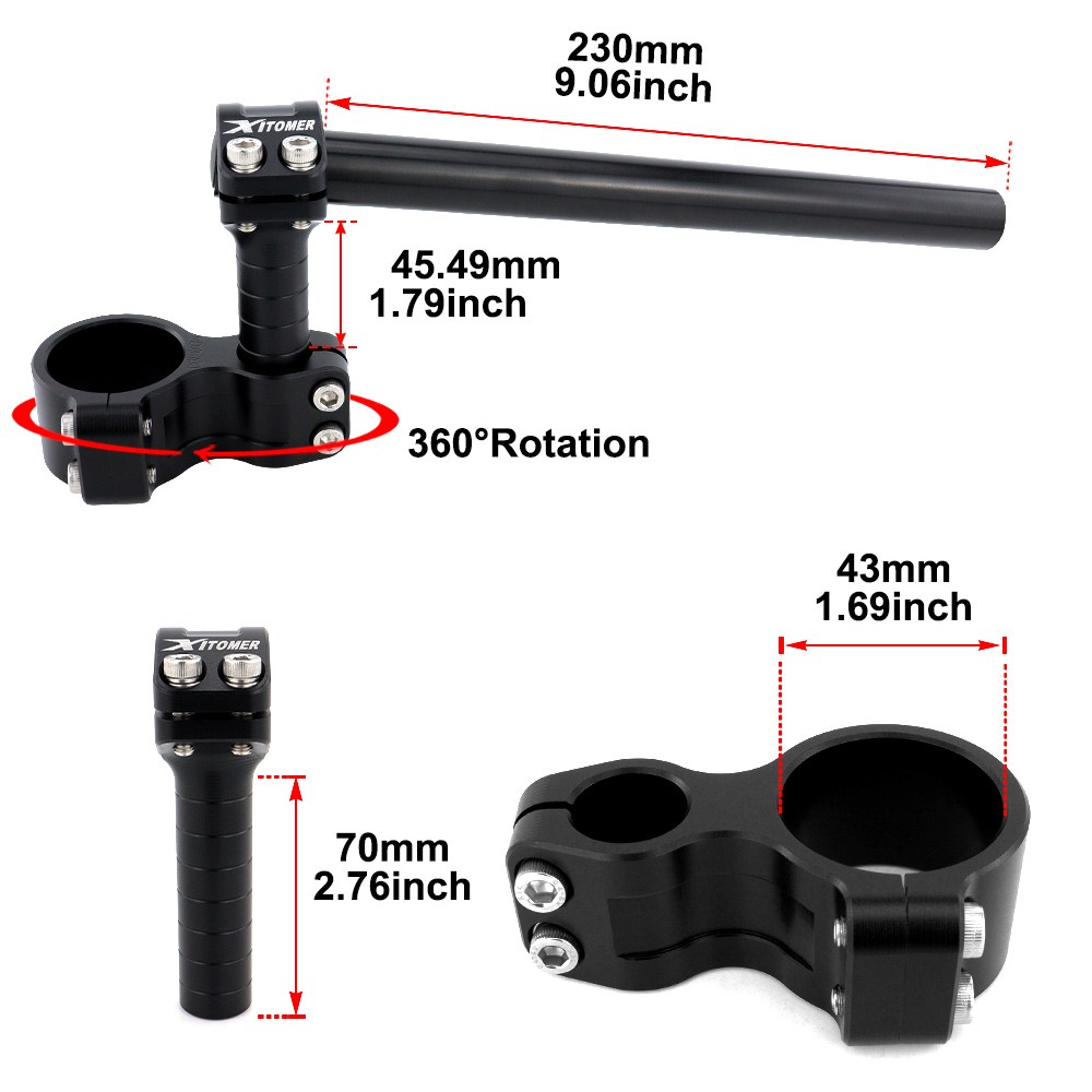 Fully Adjustable 43MM Stunt Risers Clip-ons Fit For Kawasaki ZZ-R 1100 1990-2001