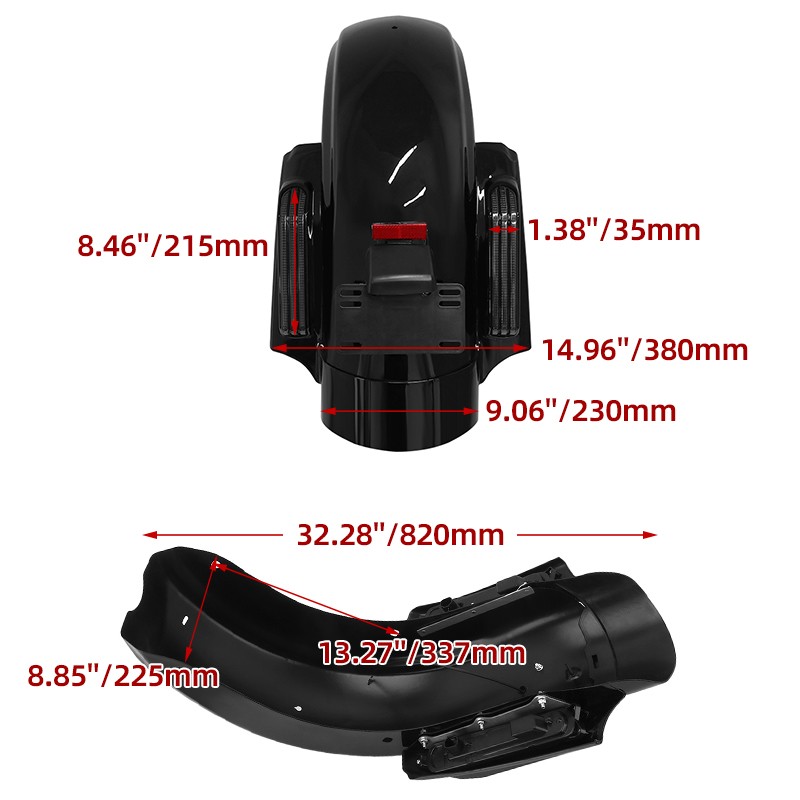 CVO Style Rear Fender System For Harley Touring Street Glide Road King 2014-2023