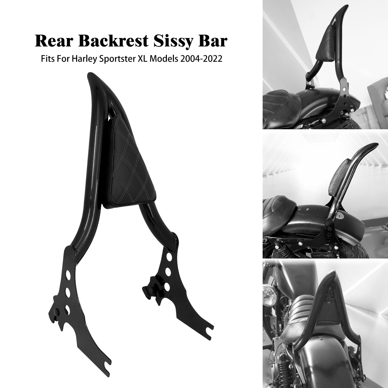 Detachable Passenger Rear Backrest Sissy Bar Fit For Harley XL 883 1200 2004-22