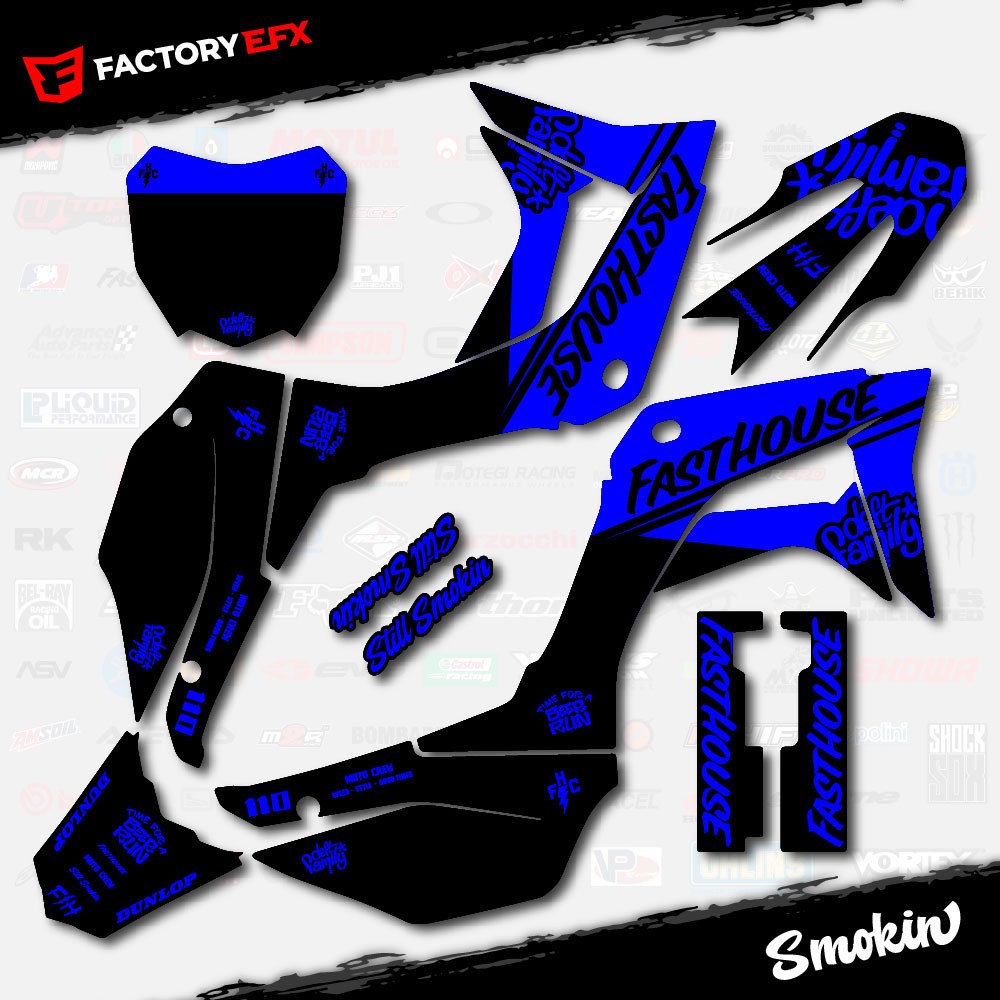 Black & Blue Smokin Racing Graphics kit fits Honda CRF110 2019-2025 Decal 19-25