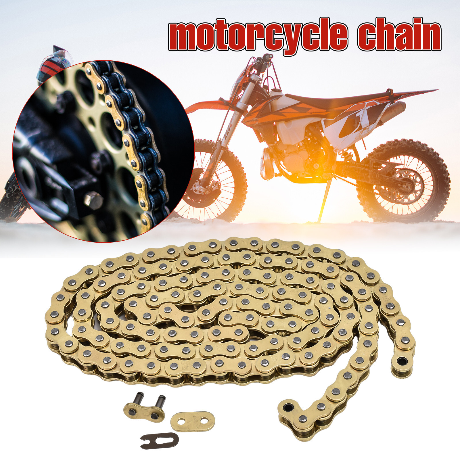 Gold Heavy Duty Drive Chain for 2008-2025 Kawasaki KLX140L KL140RL