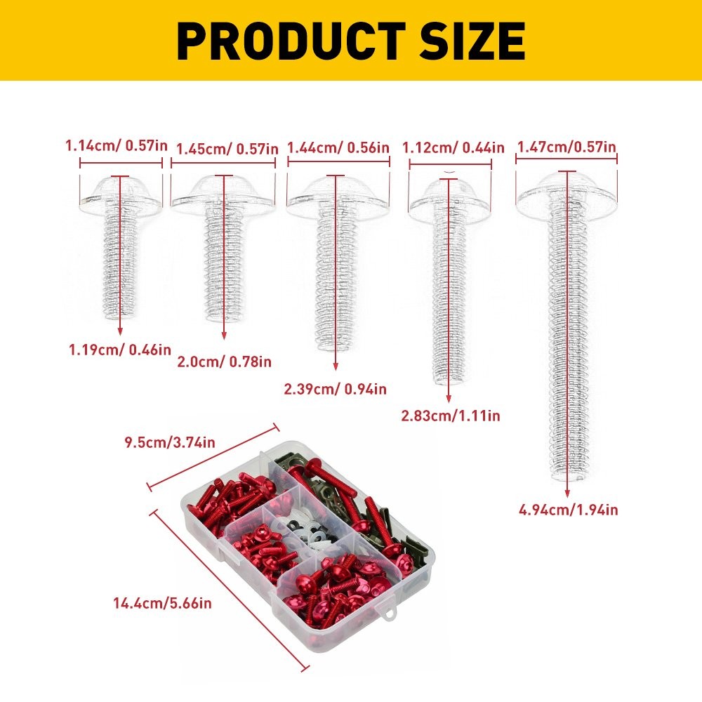 Red Screws Fairing Complete Bolts Kit Body Shell Hardware Motorcycle Universal B