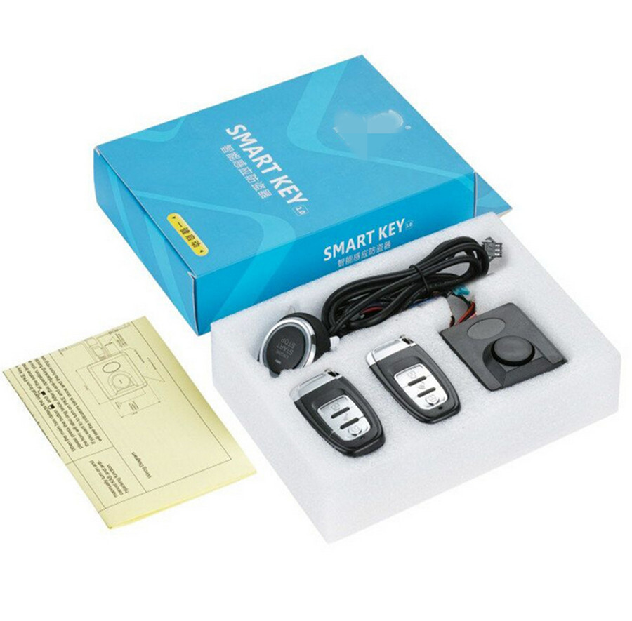 Motorcycle Engine Ignition Keyless One-button Start Anti-theft Alarm System Kit